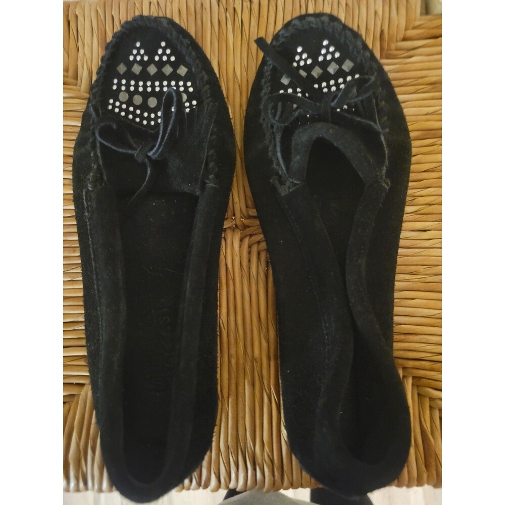 Southwestern Black Suede Silver Studded Minnetonka Moccasins